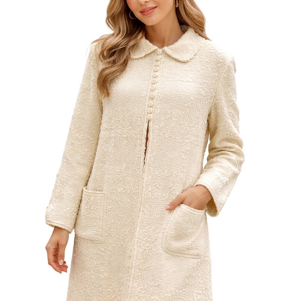 Vintage 1960s Lipman Talk of the Town Women's Medium Boucle Knit Jacket Beige